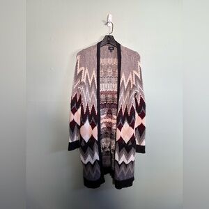 American Eagle Aztec Chevron Knit Cardigan Sweater Womens M Longline